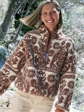 Sundance Heidi Women's 1/2 Zip Printed Sherpa Fleece Pullover